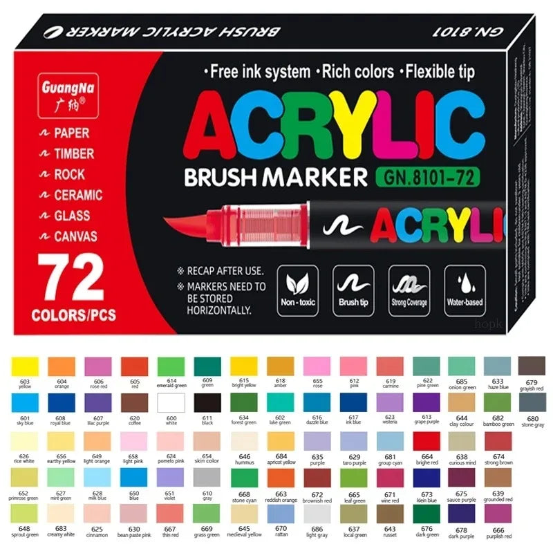 12-408 Colors Acrylic Paint Markers Flexible Brush Acrylic