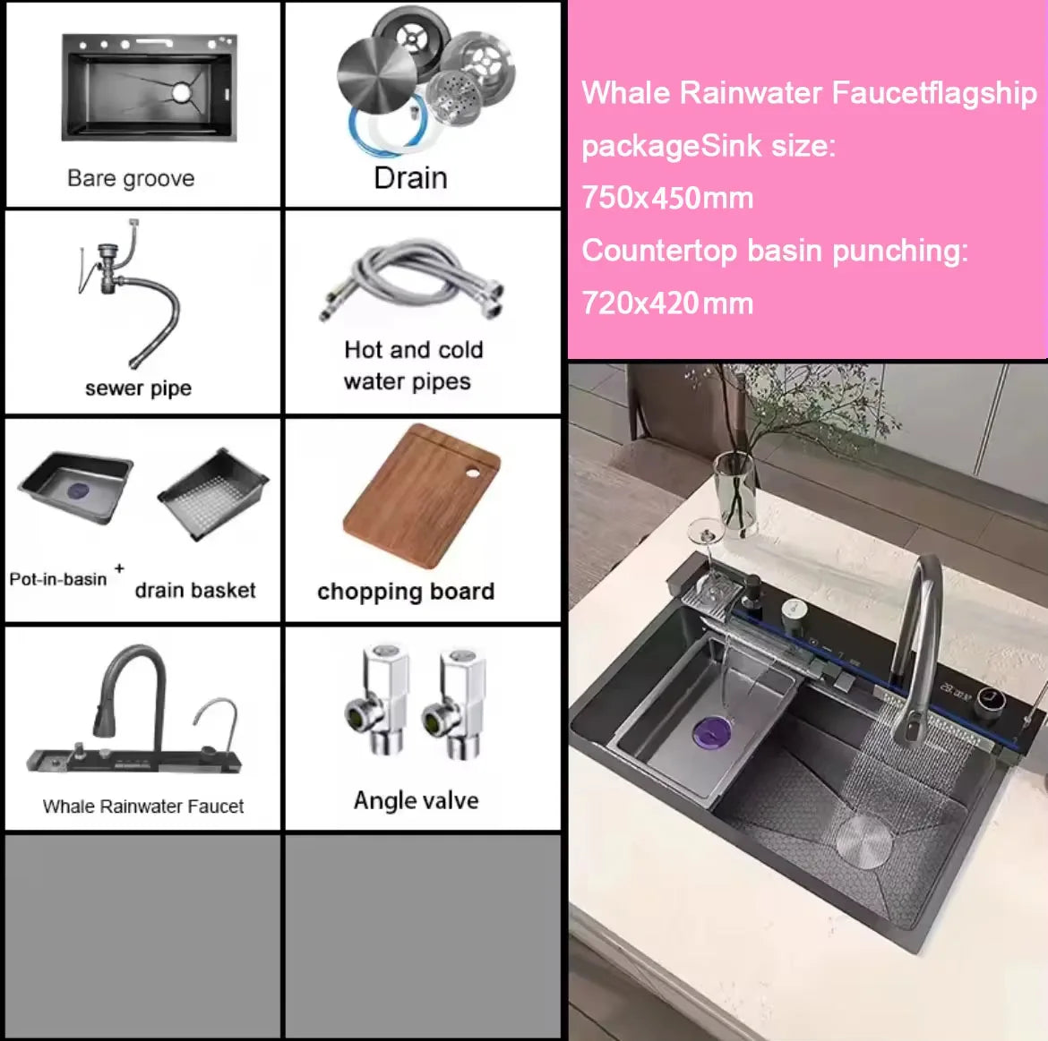 Integrated Waterfall Sink Honeycomb Technology Large Digitial