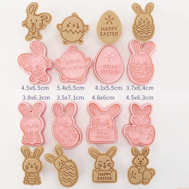 10pcs/Set Easter Cookie Cutters 3d Rabbit Egg Cartoon