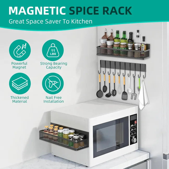 Magnetic Spice Rack Refrigerator Metal Strong Magnet Shelf