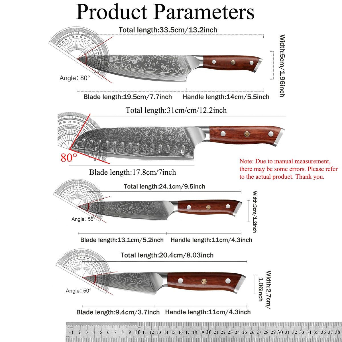 1/2/3/4pcs 67 Layer Damascus Steel Knife Fruit Vegetable