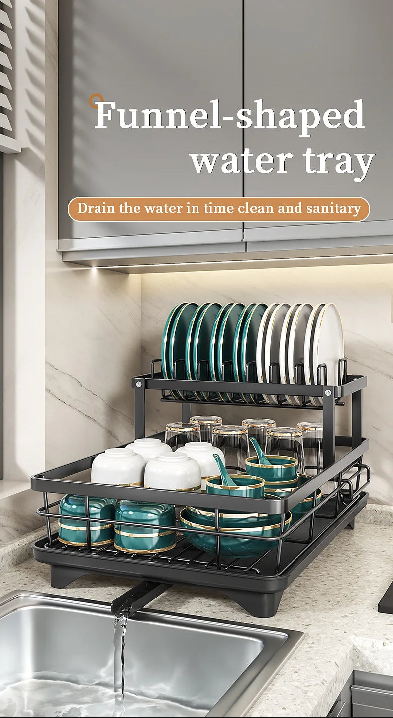 Dish Drying Rack Adjustable Stainless Steel Cutting Board