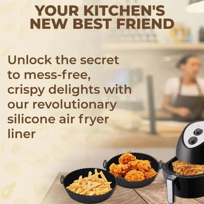 1pc Air Fryer Silicone Baking Tray Mat Circular