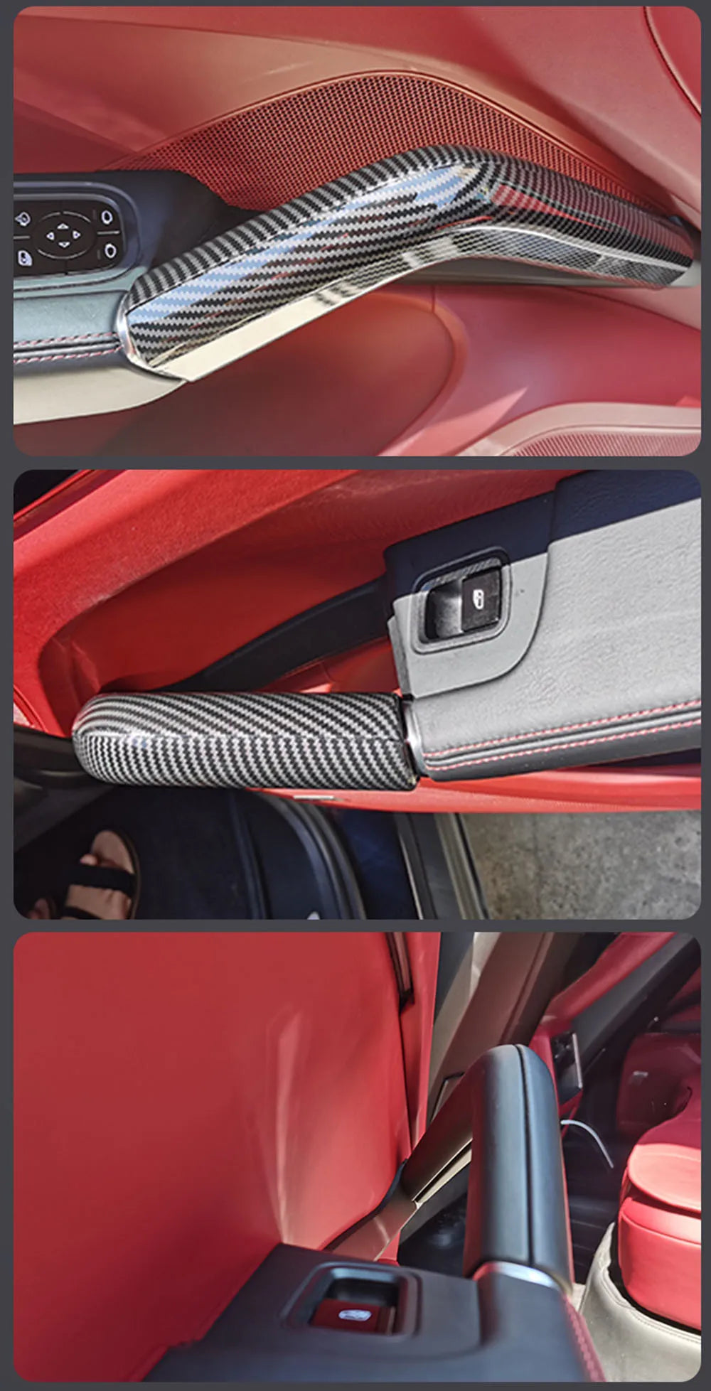 Car Abs Carbon Fiber Interior Door Pull Handle