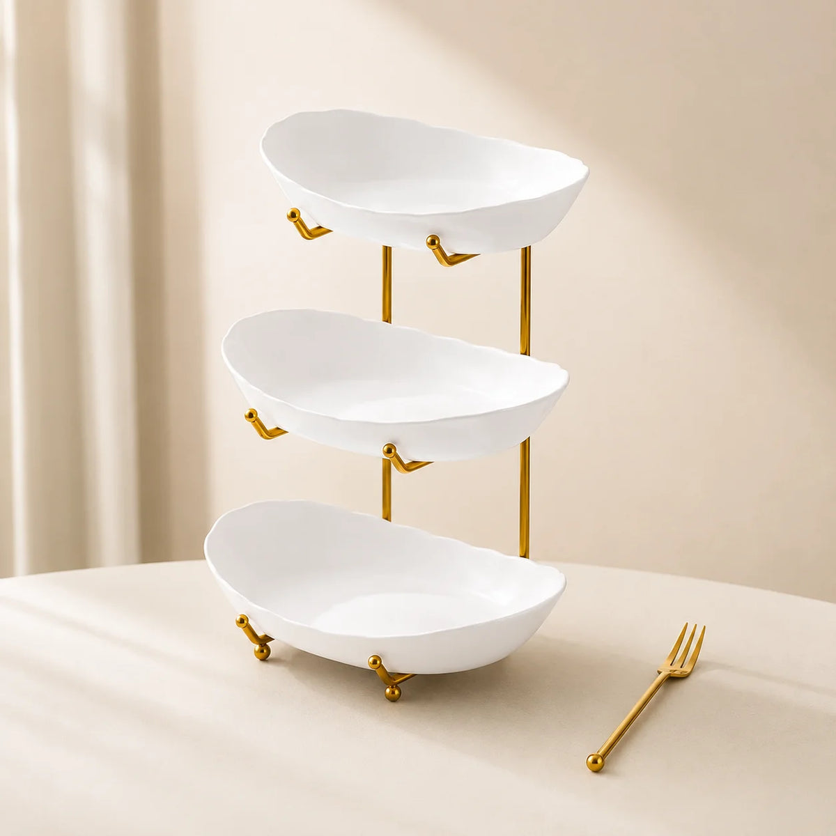 2/3-Tier Plastic Fruit Bowl Stand Metal Frame Large