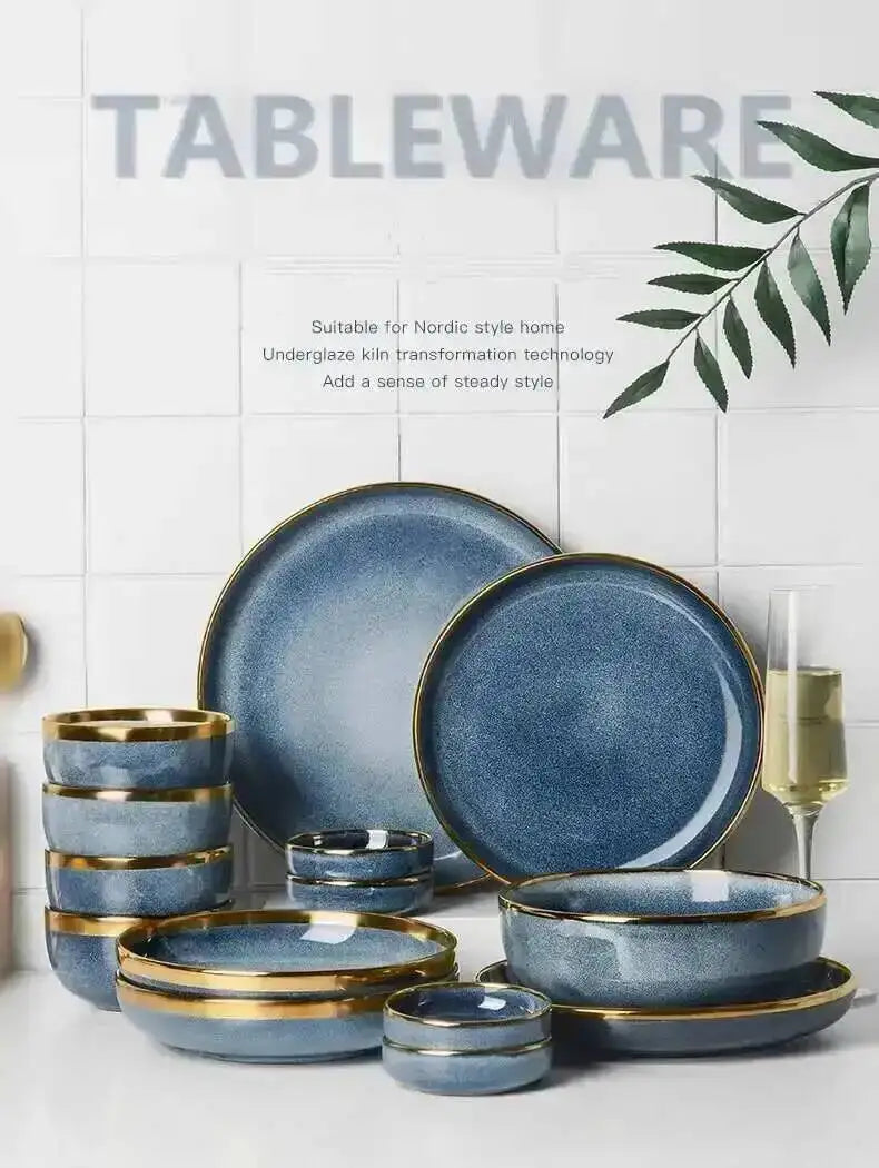 1pcs Ceramic Dishes Steak Dessert Dinner Plate Gradient