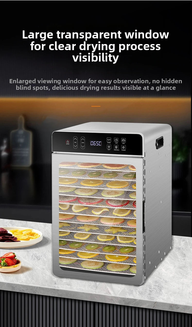Smart Touch Screen Food Dehydrator 12 Layers Stainless