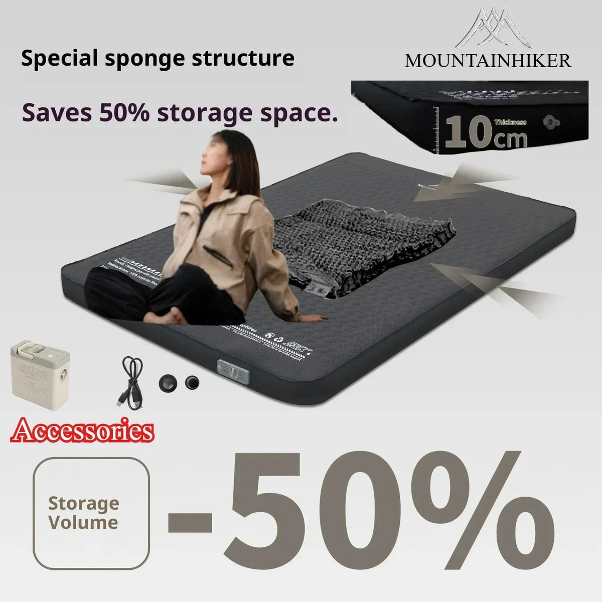Thickened Sponge Pad Outdoor Mattress Integrated Air Pump
