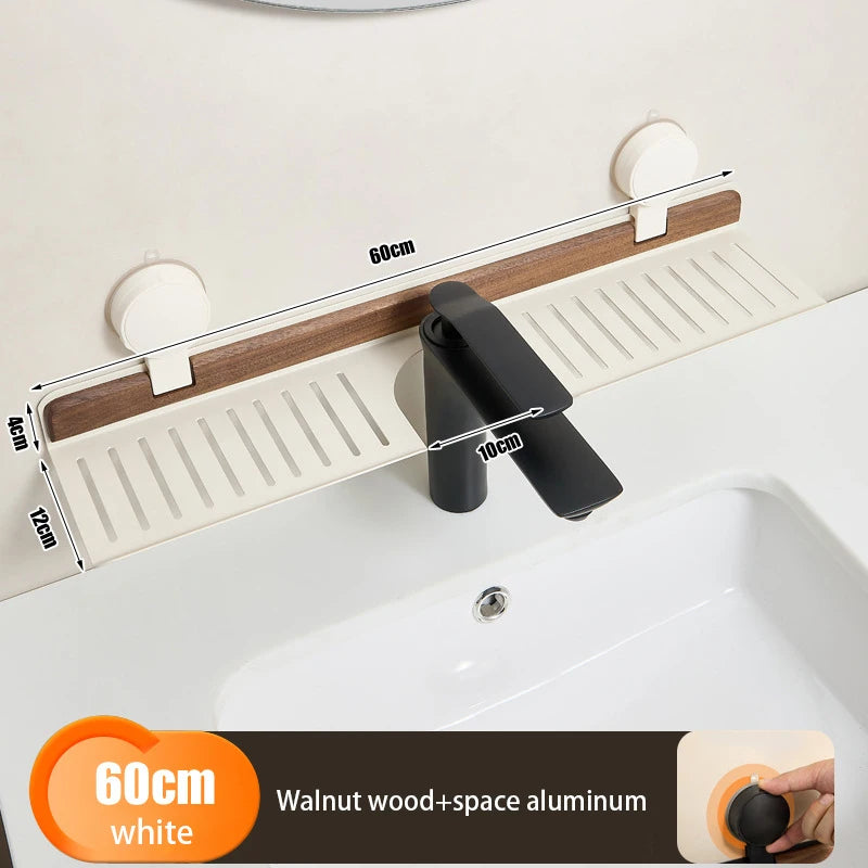 Walnut Suction Cup Bathroom Shower Gel Storage Rack