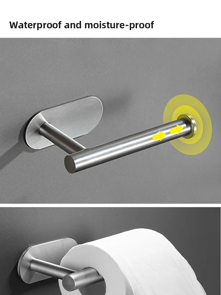 1pc Stainless Steel Paper Towel Holder No Punch