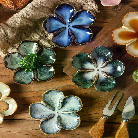 1pcs Ceramic Craft Dish Flower Shaped Small Dish