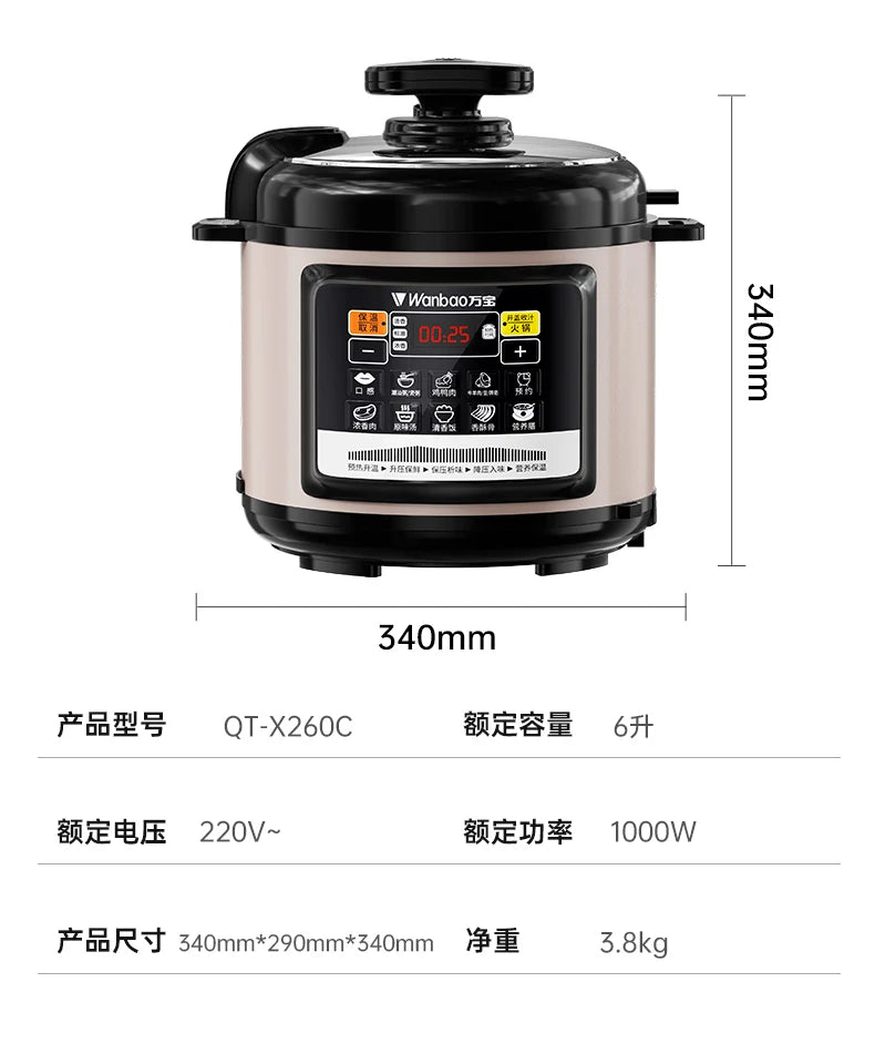 Electric Pressure Cooker Stainless Steel Smart Rice Cooker