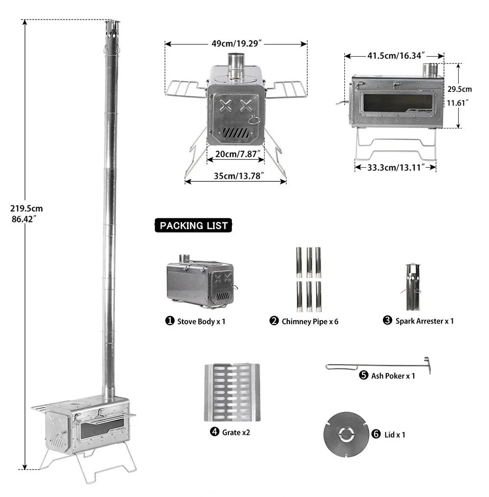 Soomloom Stainless Steel Firewood Stove Side Shelf Firewood