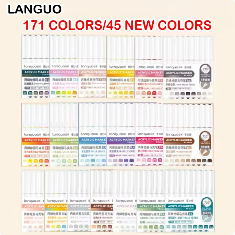 Languo 288/9 Colors Direct Liquid Acrylic Marker Soft