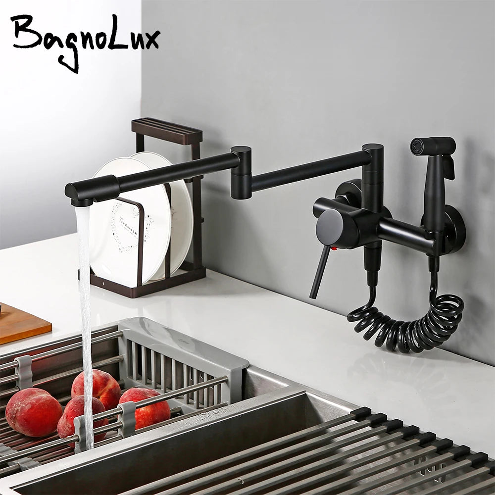 Black Cold Pull Out Mixer Tap Pot Filler