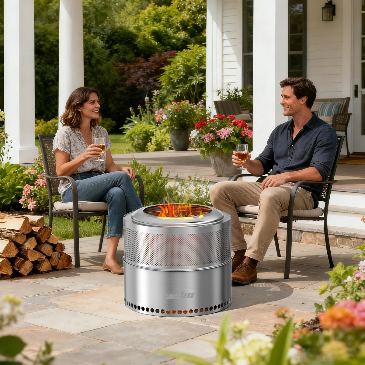 Wood Burning Firepit Large Stainless Steel Smokeless Fire
