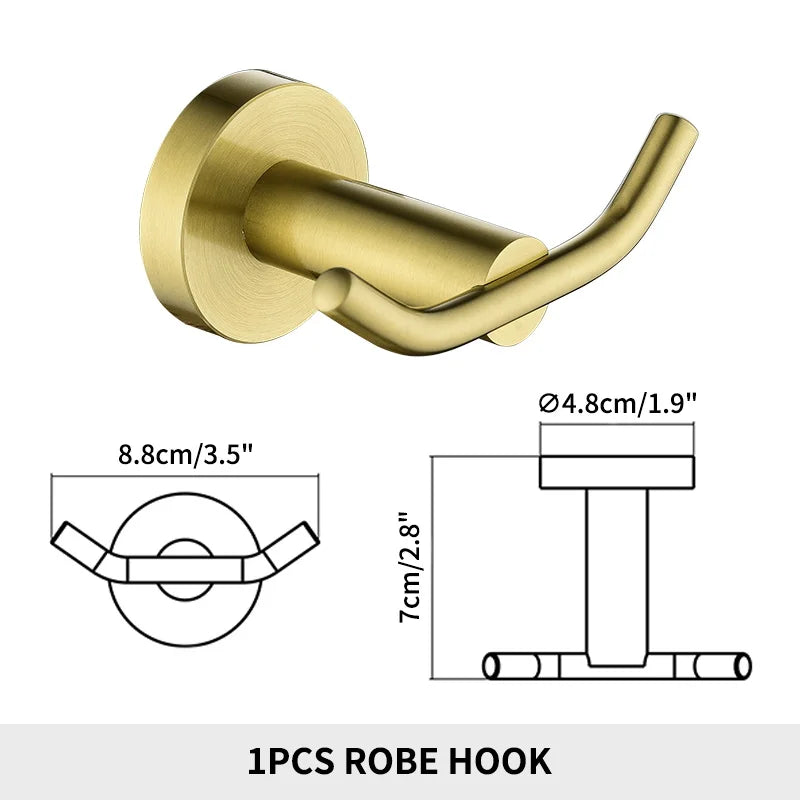 Brushed Gold Bathroom Towel Rack Toilet Brush Roll
