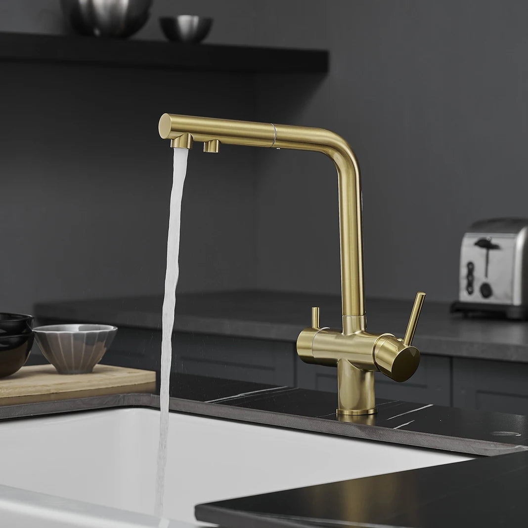 Brushed Gold Pull Out Filter Mixer Faucets Quality