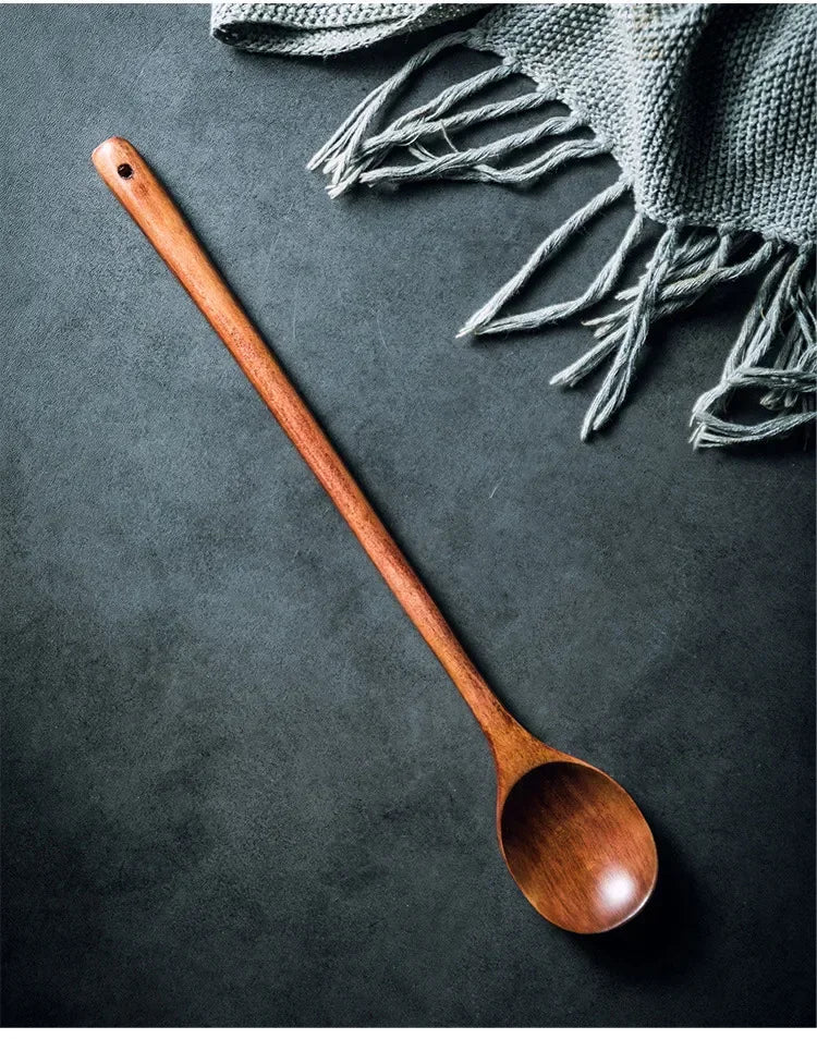 Long Wooden Teaspoons Cooking Utensils Soup Tea Honey