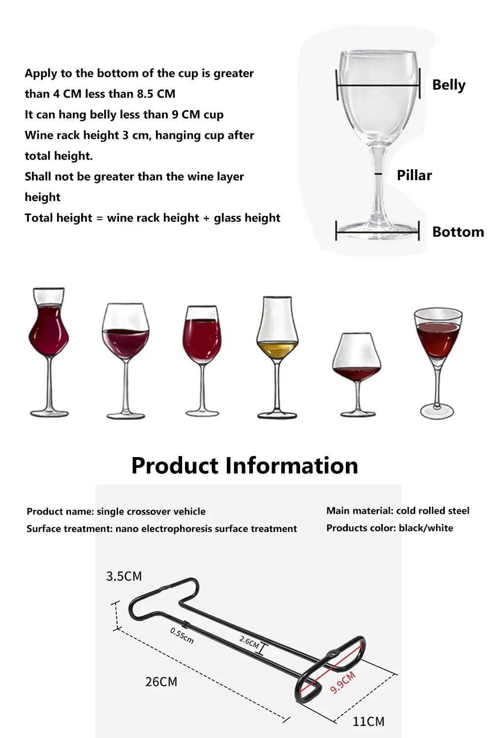 Iron Wall Mount Wine Glass Rack Hanging Wine