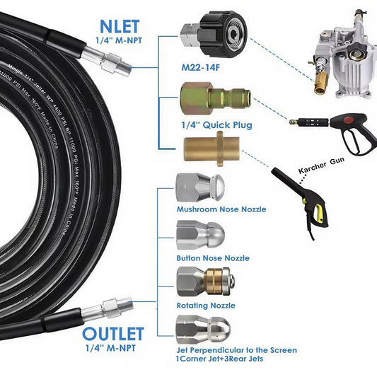 35m Sewer Drain Water Cleaning Hose Sewage Pipe