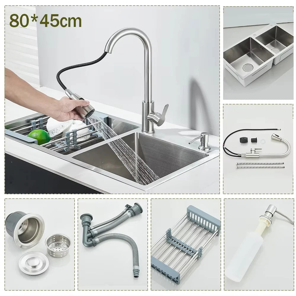 Stainless Steel Sink Large Integrated Faucet Sink Dish