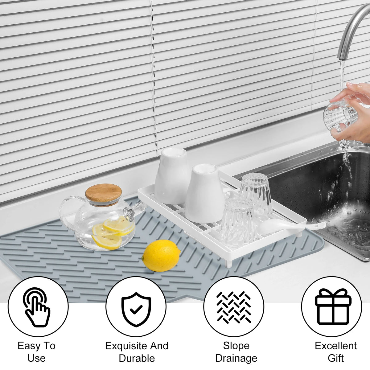 Dish Drying Mat Ultra Absorbent Silicone Drying Mats