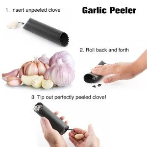 Garlic Press 2-In-1 Mincer Crusher Slicer Peeler &
