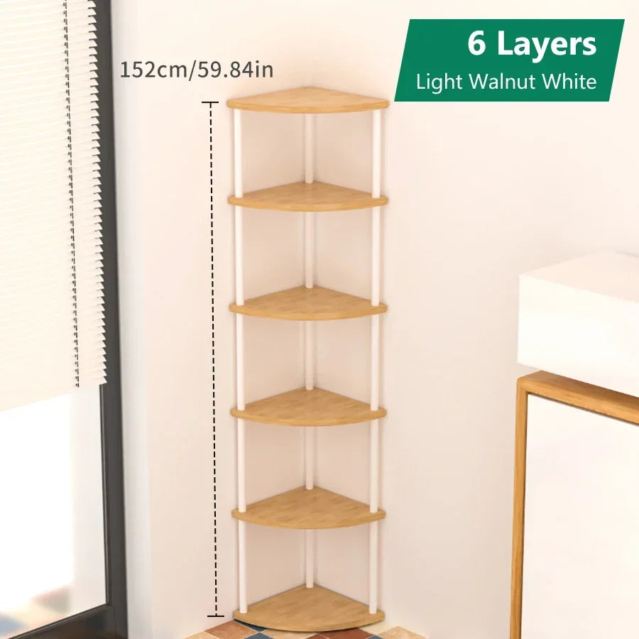 Multi-Layer Storage Rack Wall Corner Shelf Living