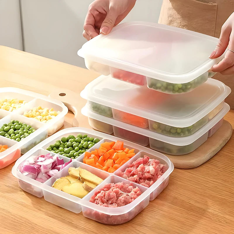 Refrigerator Storage Box 4/6 Grid Food Vegetable Fruit