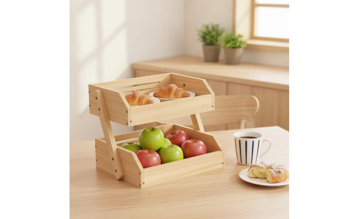 Countertop Organizer Ventilated Rack Trays Wooden Storage Rack