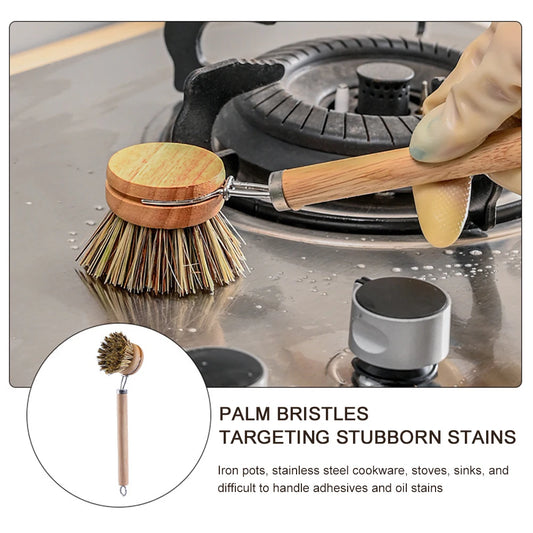 Dishes Brush Wooden Soft Bristles Dishes Stain Remove
