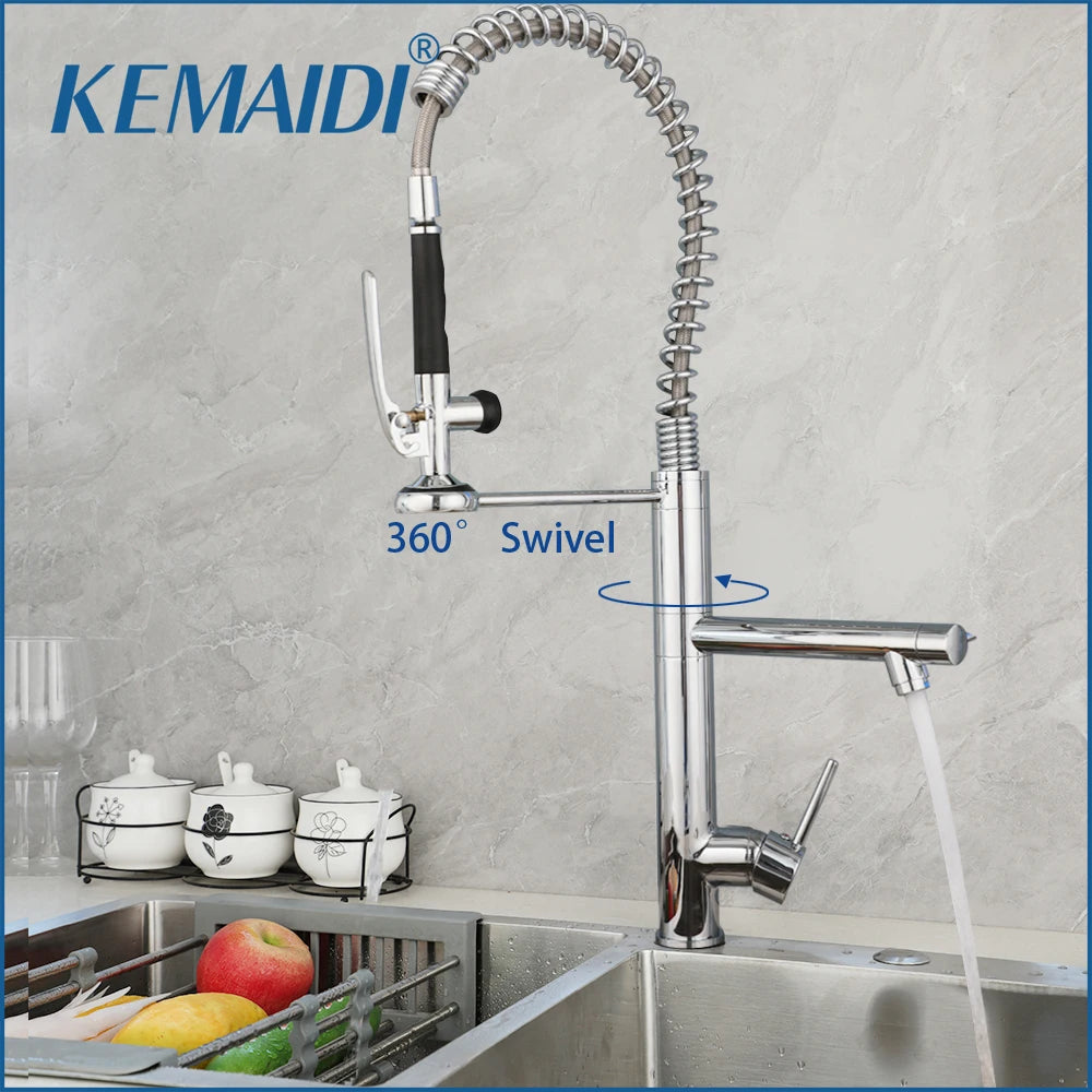 Kemaidi Brass Sink Faucet Spring Pull Down Faucets