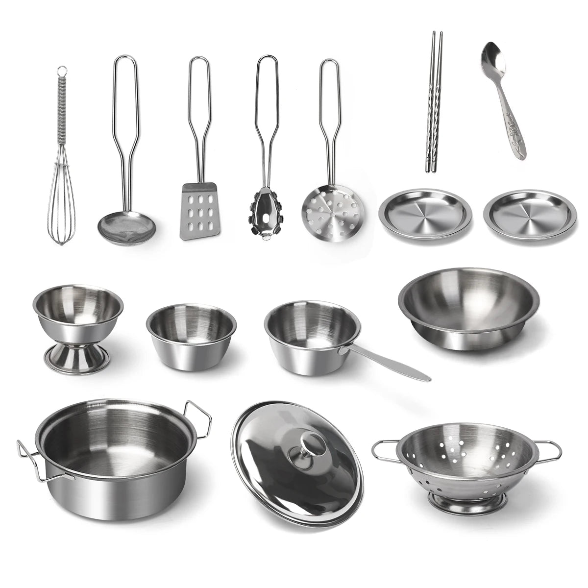 Stainless Steel Kids Toy Real Metal Cooking Utensils