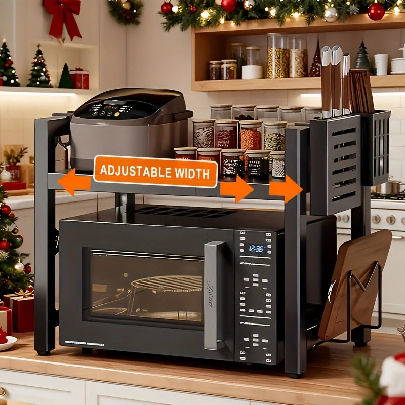 Height Adjustable Microwave Stand Heavy Duty 2-Tier Storage