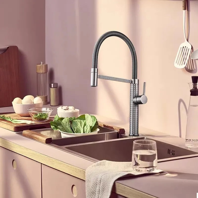 Faucet Steel Drill Universal 360 Rotate Pull-Out Faucet