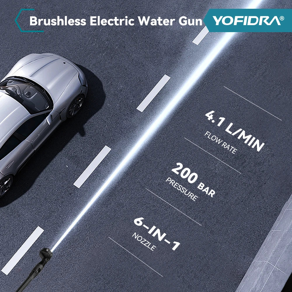 Yofidra 200bar Brushless Electric High Pressure Washer Water