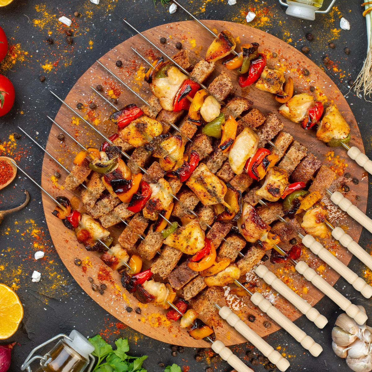 10/12pcs Stainless Steel Barbecue Skewer Reusable Bbq Kebab