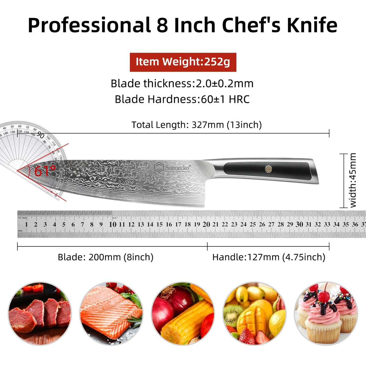 Sunnecko Damascus Steel Knives High Carbon Vg10 Core