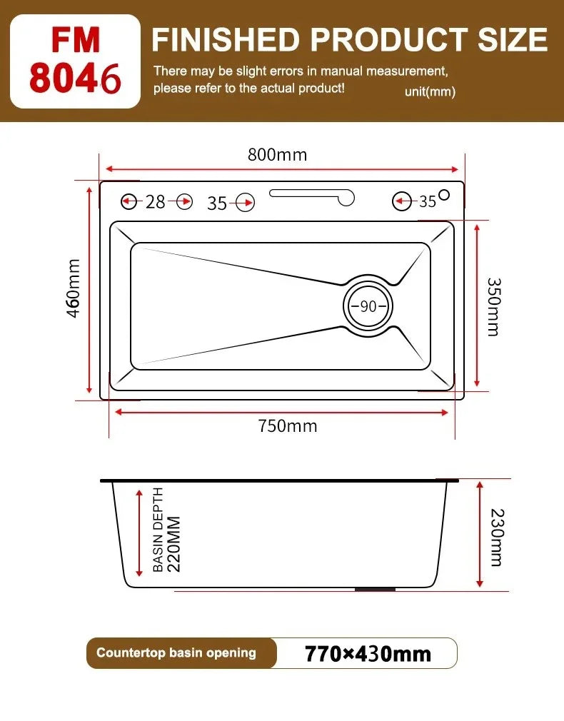 Gold Stainless Steel Sink Scratch Wear Resistant Wash