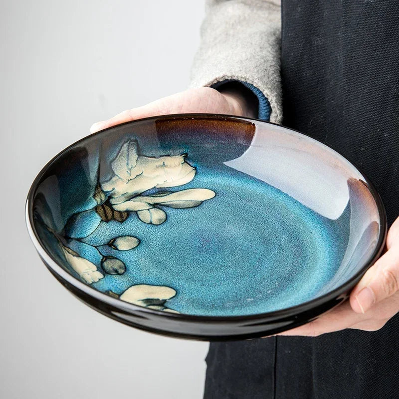 Chinese-Style Ceramic Deep Plate Salad Plate Disc Personality