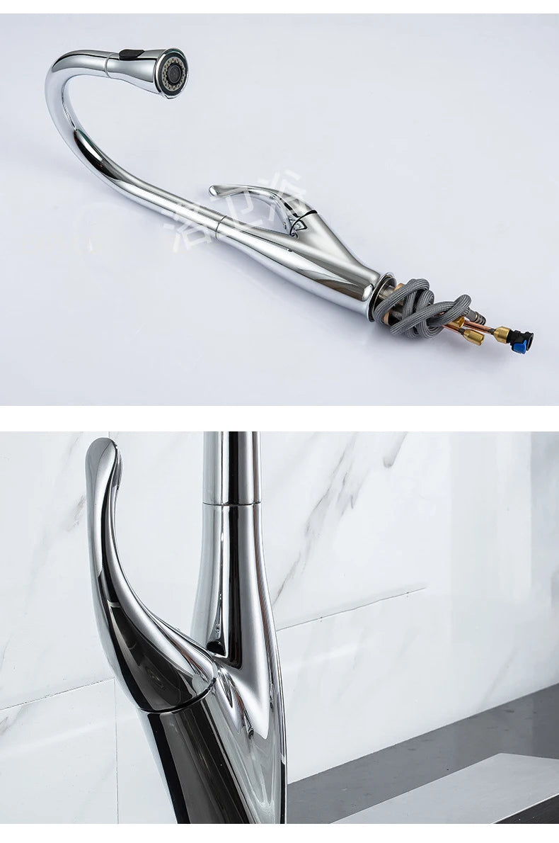 Brass Touch On Fauct Pull Down Cold Sink