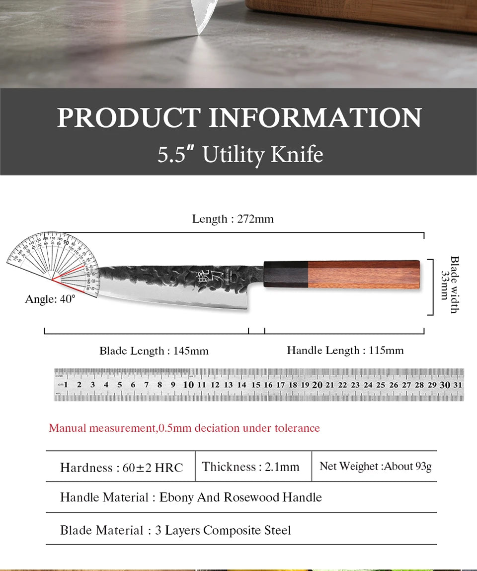 Utility Knife Layer Composite Steel Professional Chef Knives