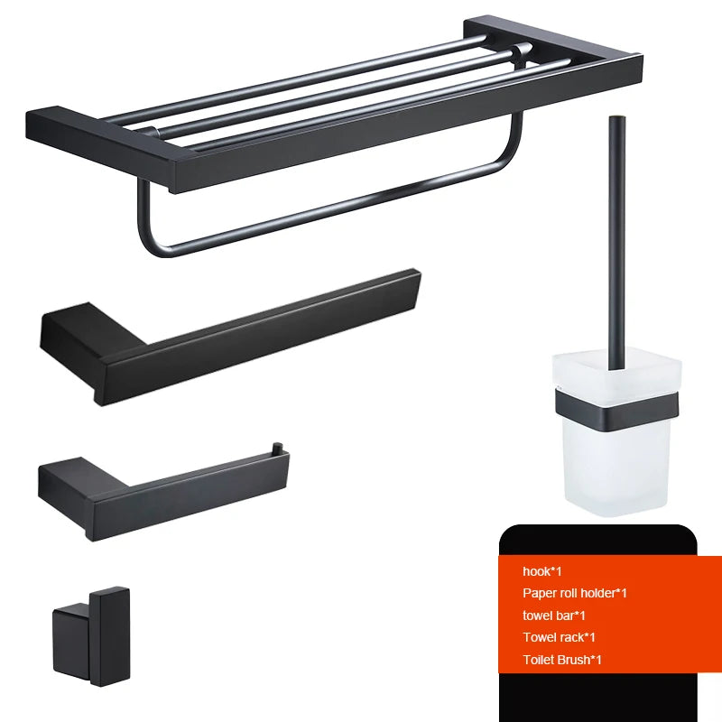 Matte Black Hook Towel Rack 304 Stainless Steel
