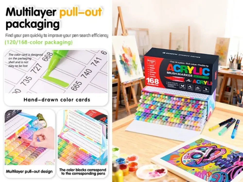12-418 Colors Acrylic Paint Pen Markers Soft Brush