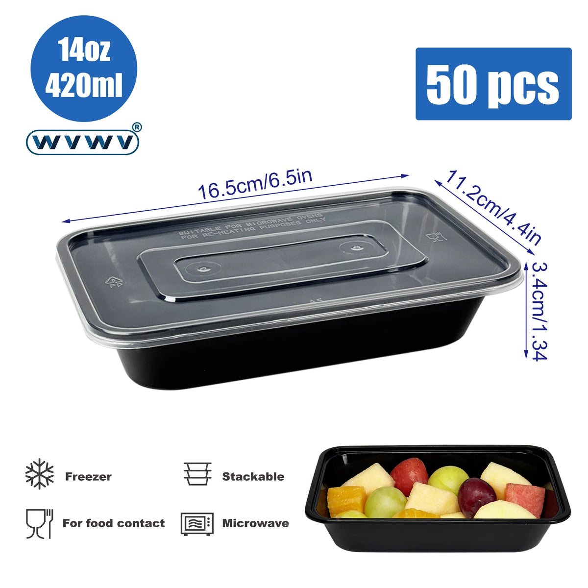 10/50pcs 420ml Reusable Food Storage Containers Easy-To-Open