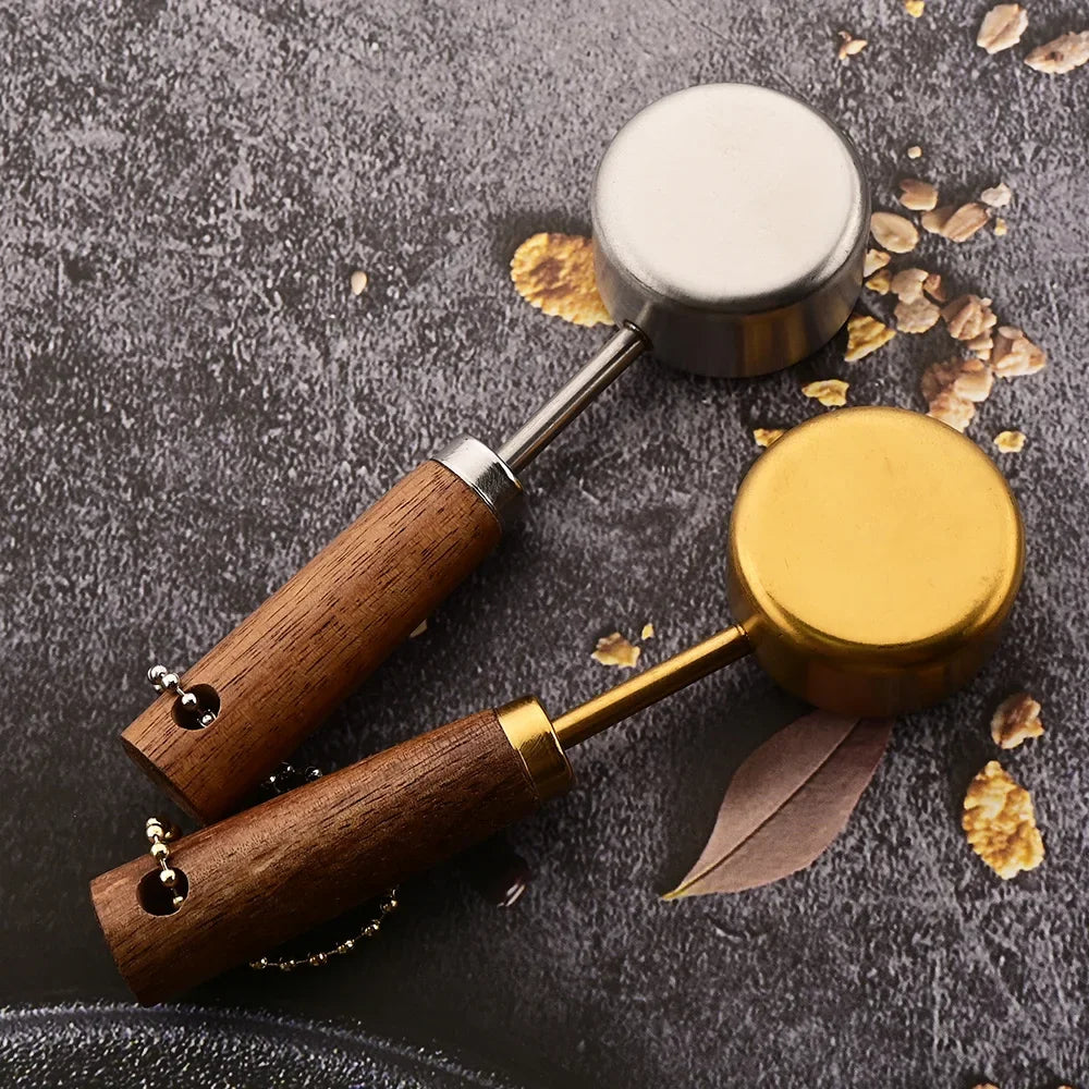 1/4/8pcs Gold Wooden Handle Stainless Steel Measuring Cups