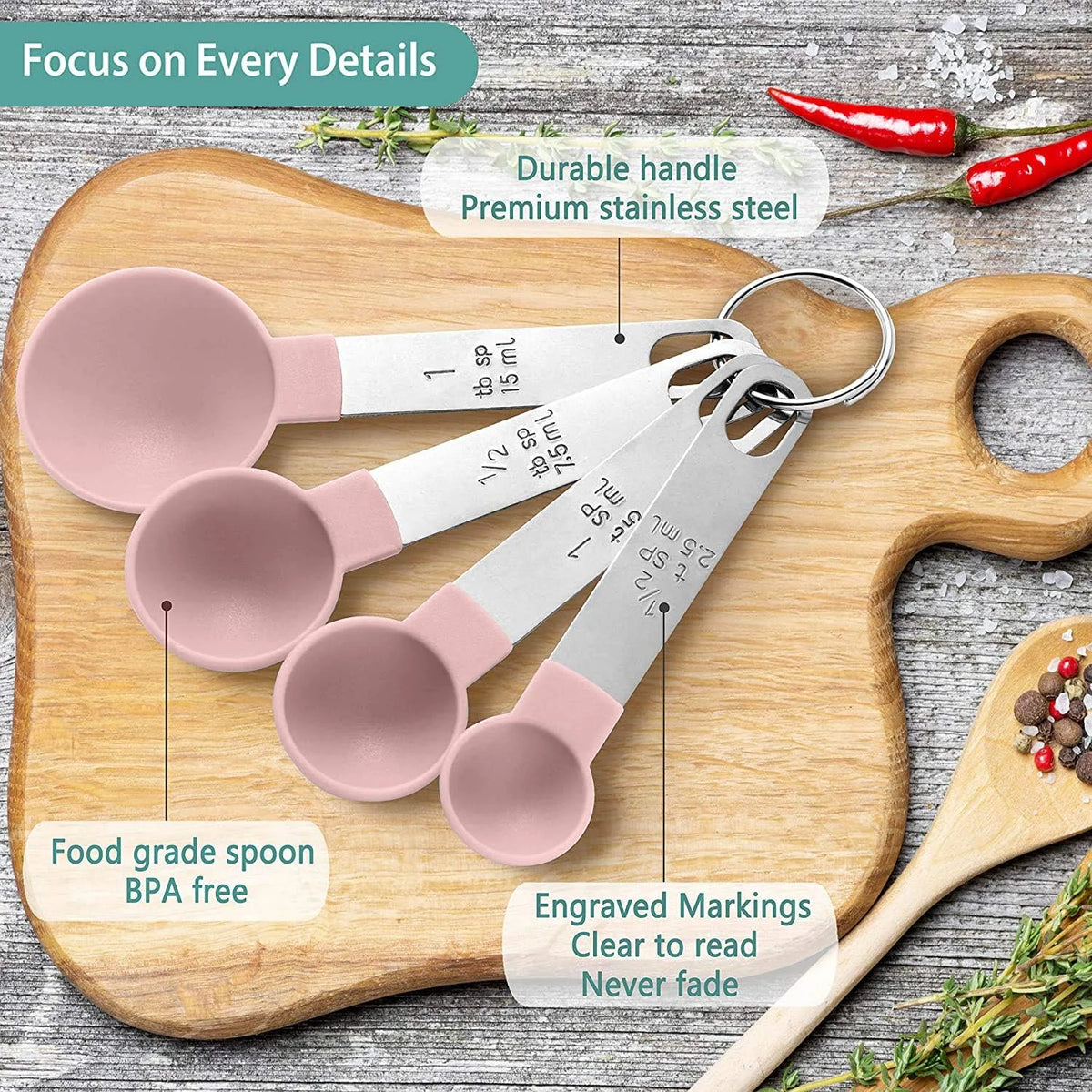 8pcs Measuring Cups & Spoons Stackable Nesting Measure
