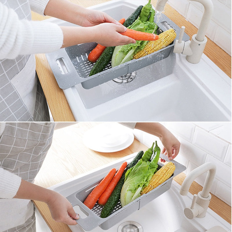Adjustable Dish Drainer Sink Drain Basket Washing Vegetable