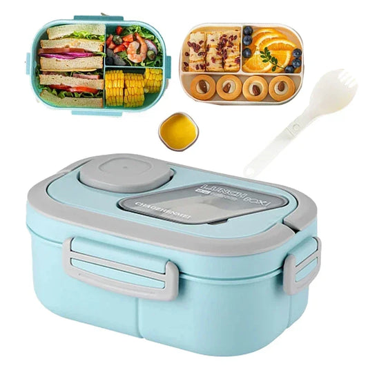 Lunch Box Compartment Wheat Straw Bento Carrying Handle